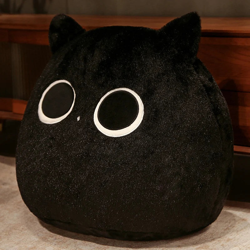 Shadow the Round Black Cat Kawaii Nap Plush Pillow