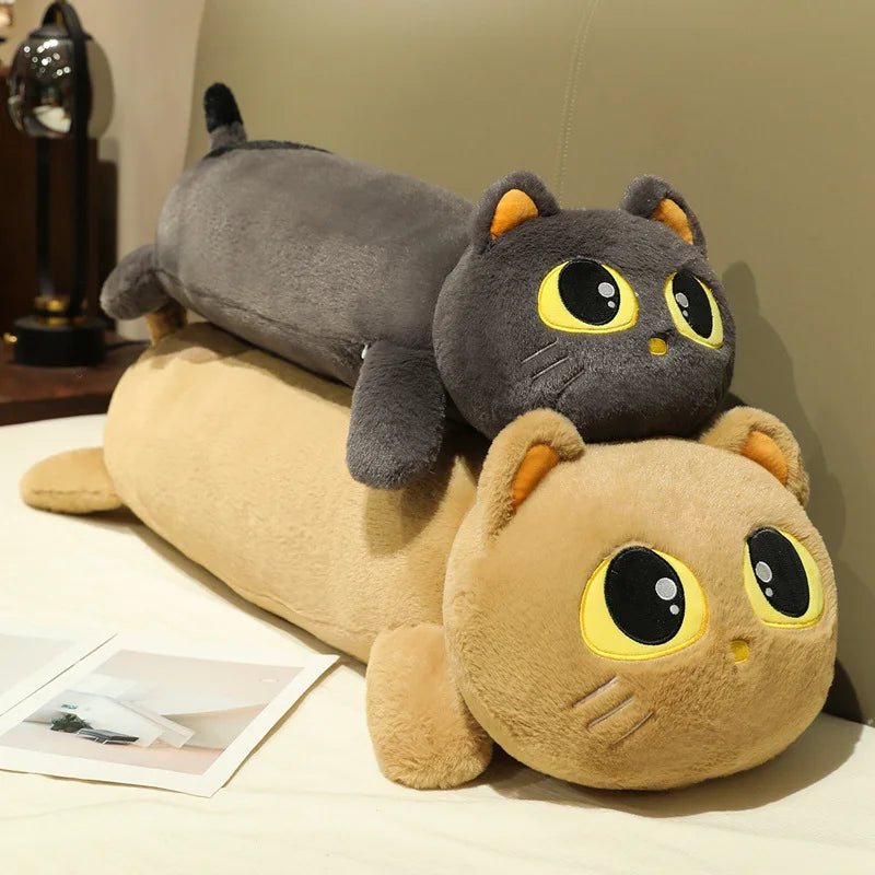 Noodle the Kawaii Long Black Cat Cuddly Plush Pillow