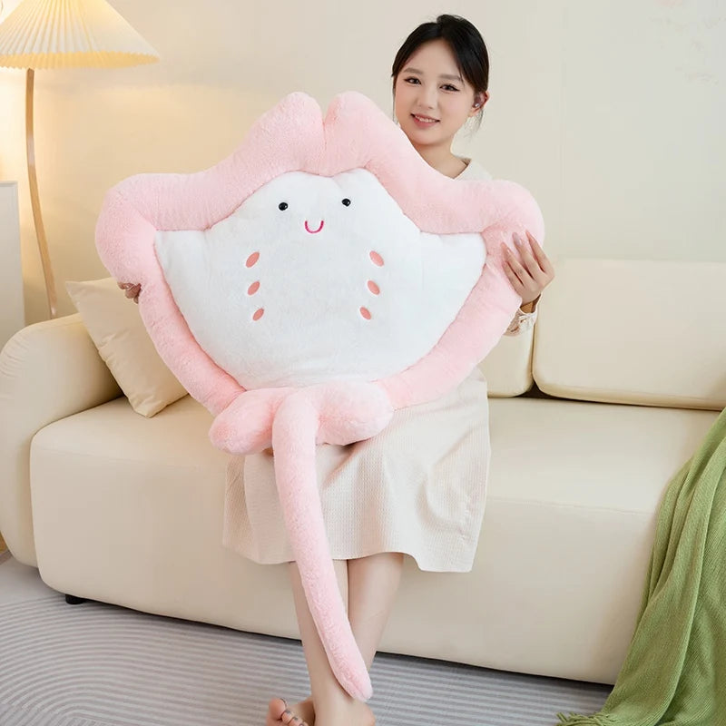 Manta the Kawaii Japanese Ray Throw Pillow Plush