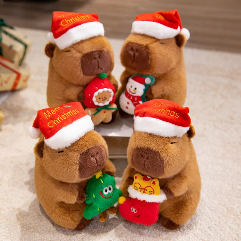Capy the Santa Hat Christmas Tree Capybara Snuggle Plushie