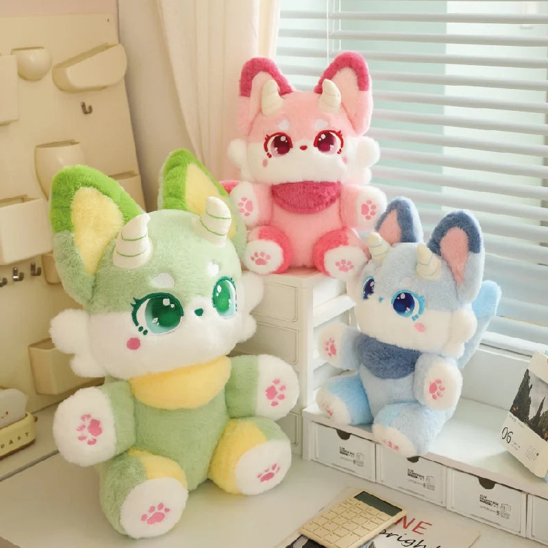 Phantom the Kawaii Stuffed Fox Sleeping Snuggle Plush Pillow