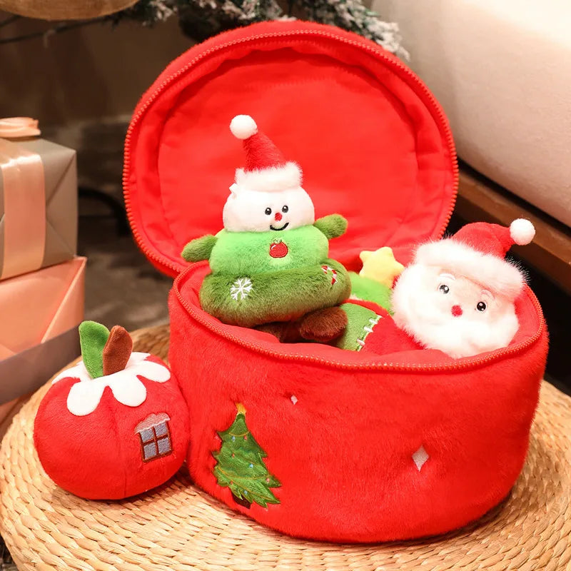 Jolly Christmas Snowman Fruit Gift Box Plushie Set