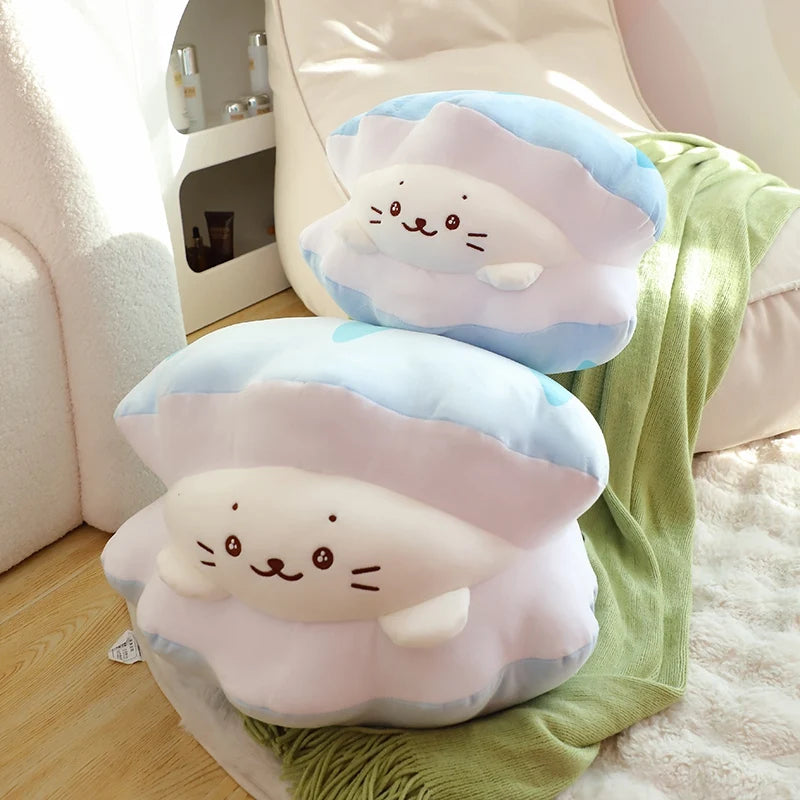 Snowy the Seal in Shell Soft Plush Pillow
