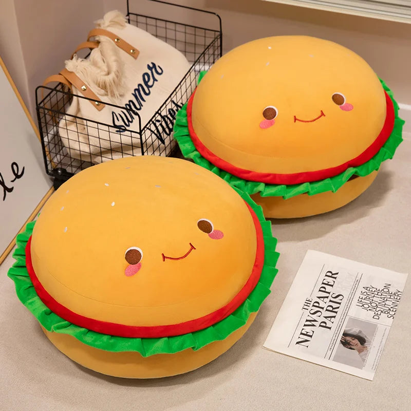Stacked Kawaii Burger Snuggle Plushie Pillow