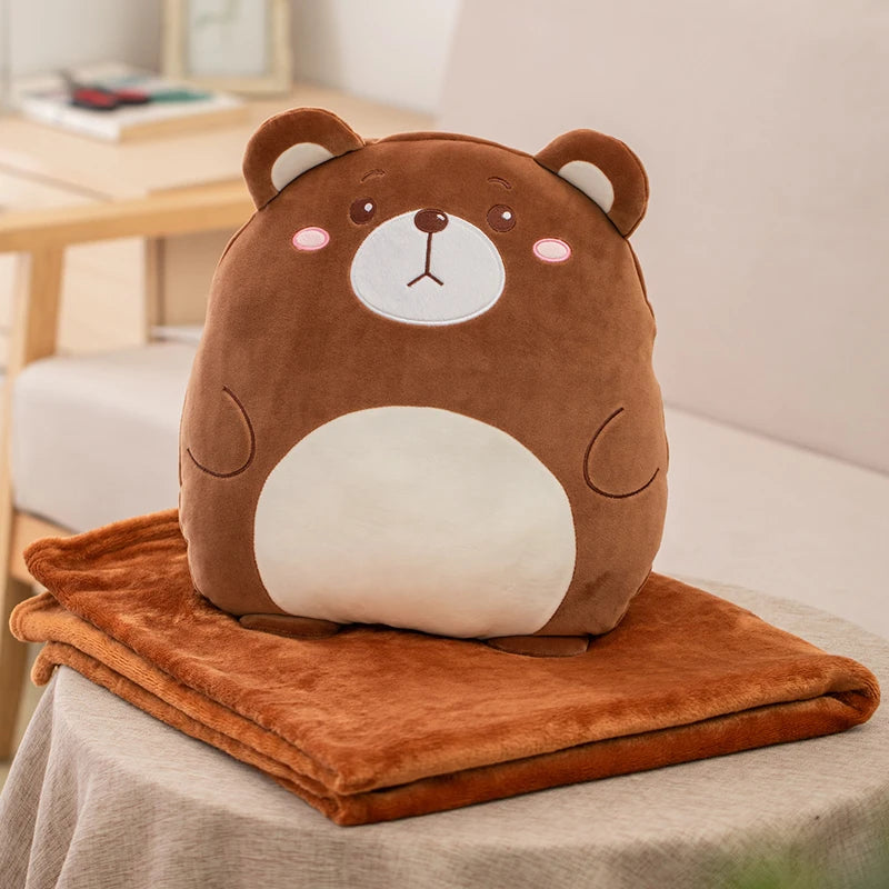Squishy Forest Animal 2-in-1 Flannel Blanket Plush