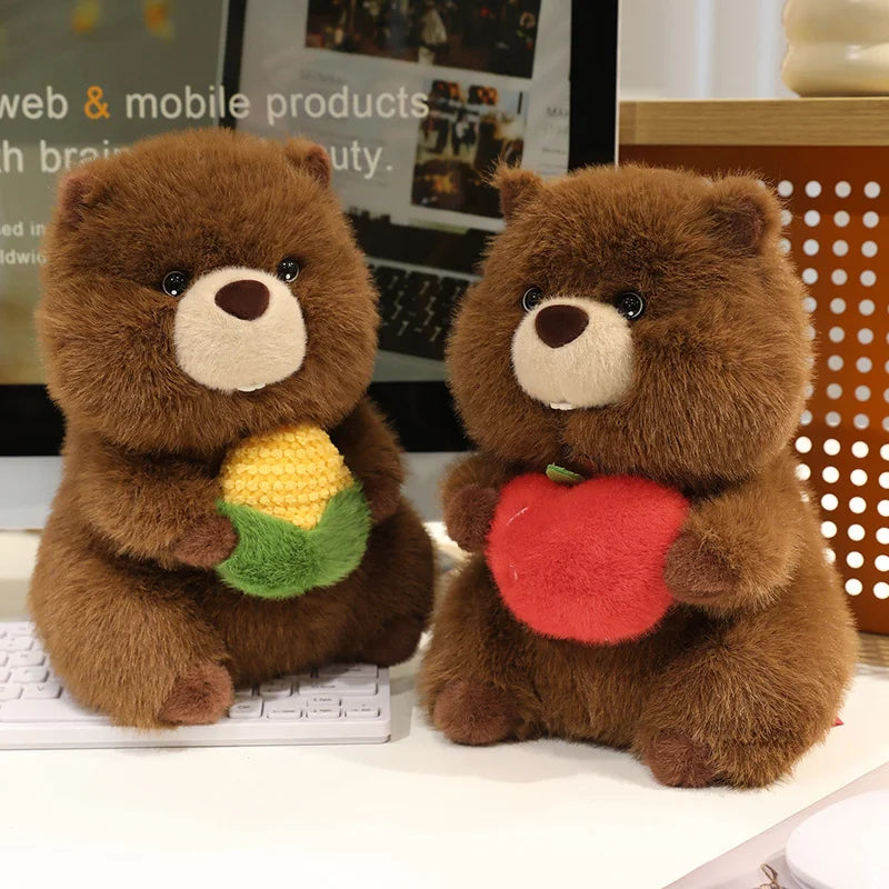 Corny the Corn-Clutching Kawaii Groundhog Plushie