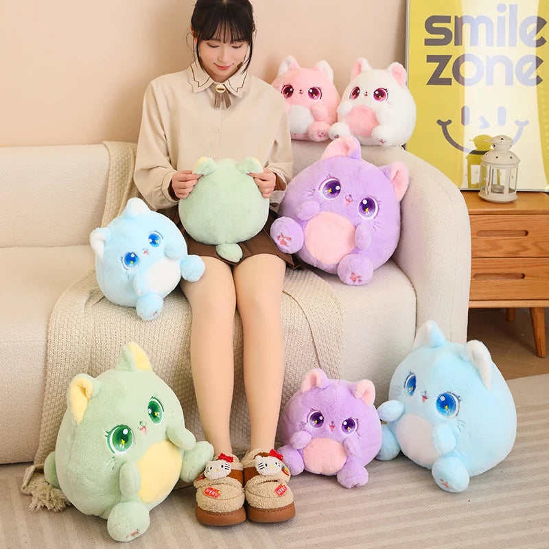 Big-Eyed Kawaii Rainbow Cat Snuggle Plushie