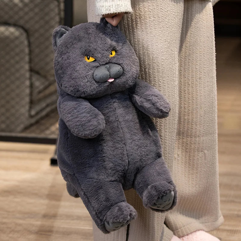 Pudgy Lifelike Black Cat Plush