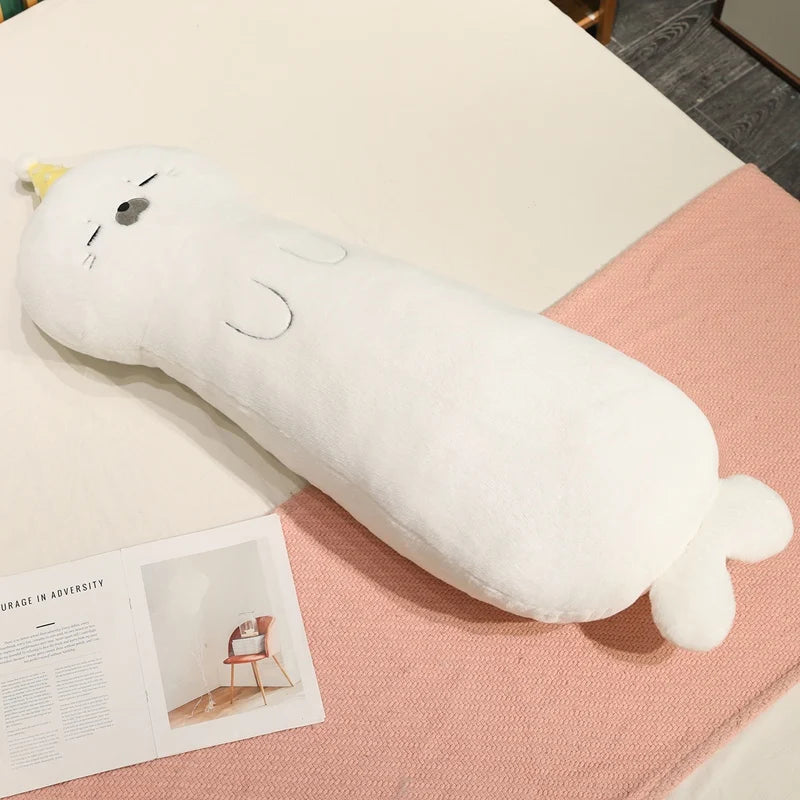 Long Body Snuggle Cat Seal Plush Pillow
