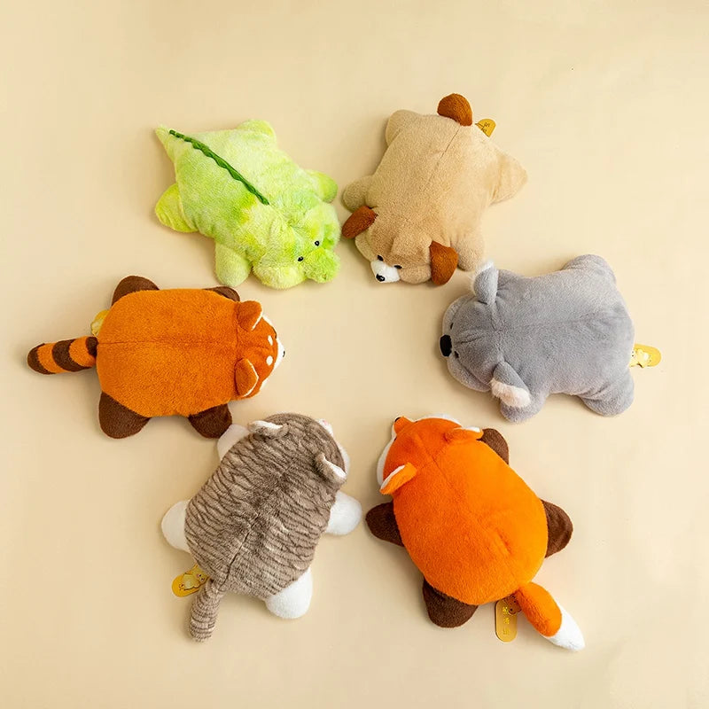 Fluffy Dino Red Panda Koala Fox Stuffed Plushie Set