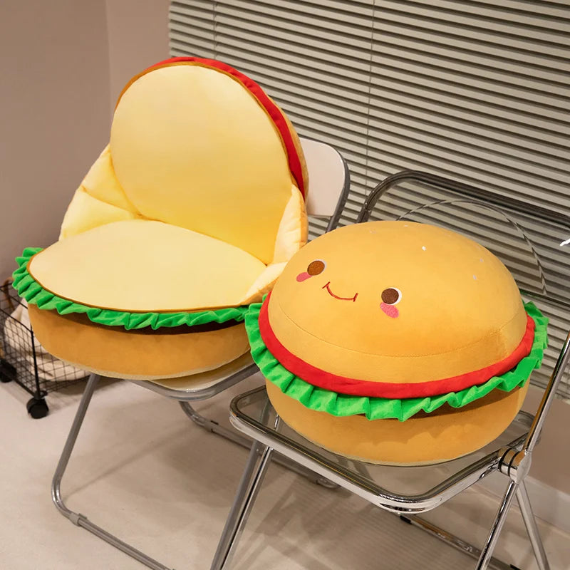 Stacked Kawaii Burger Snuggle Plushie Pillow