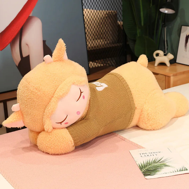 Fluffy Sleepy Kawaii Alpaca Sheep Snuggle Plush Pillow