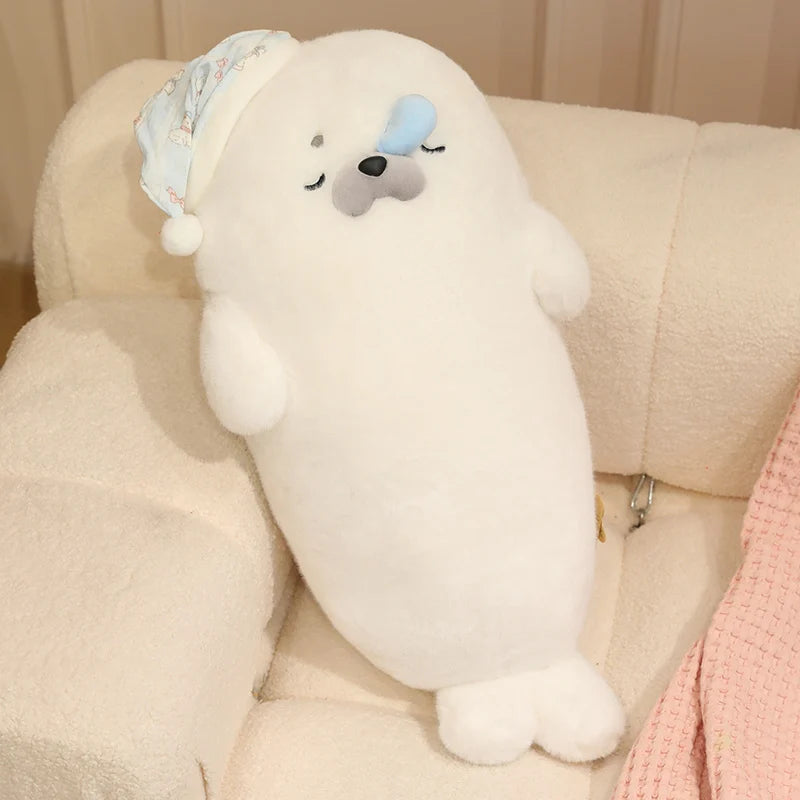 Snowy the Lifelike Cuddly Seal Sea Otter Plush Pillow