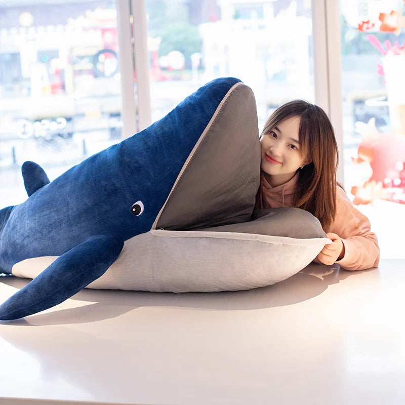 Moby the Kawaii Blue Whale Zipper Mouth Snuggle Plushie