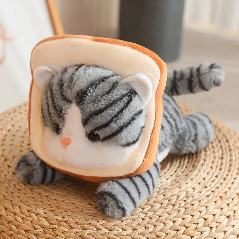 Lounging Cat with Fish Bread Kawaii Plushie