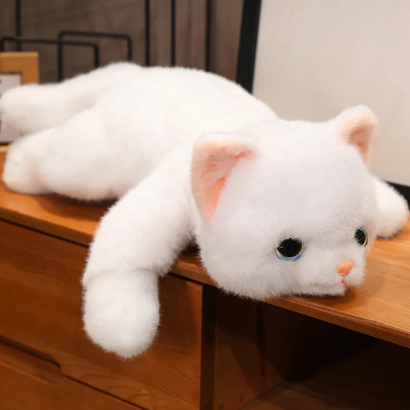 Lifelike Fluffy Lying Kawaii Cat Simulation Snuggle Plushie