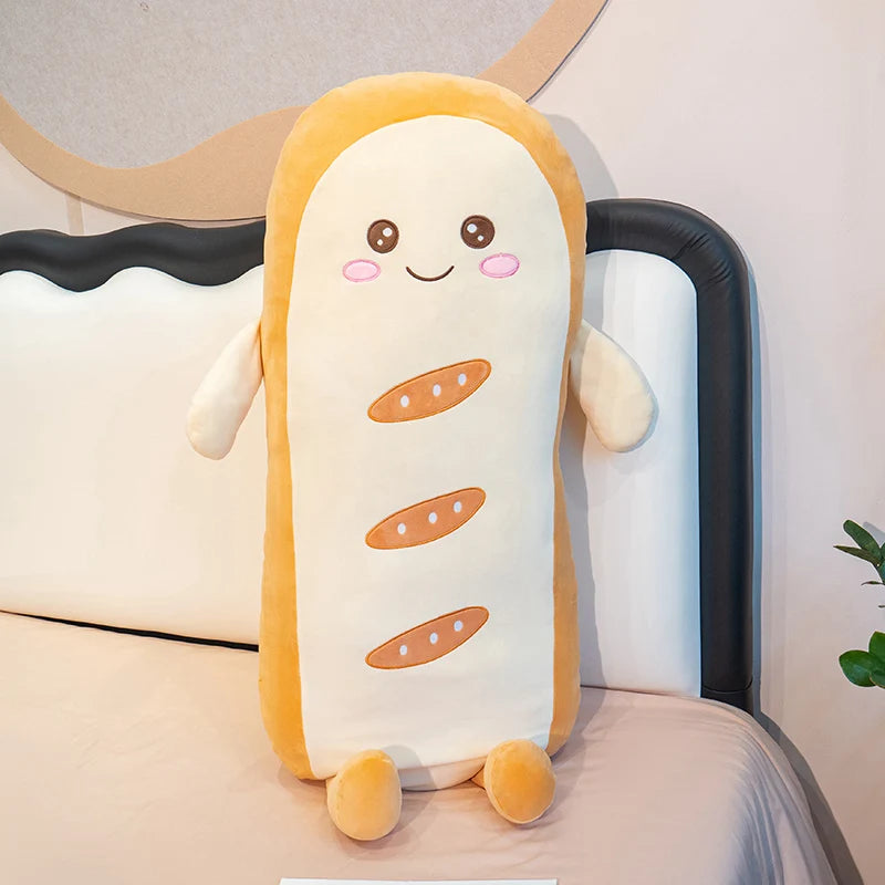 Smiling Long Toast Kawaii Bread Snuggle Plushie