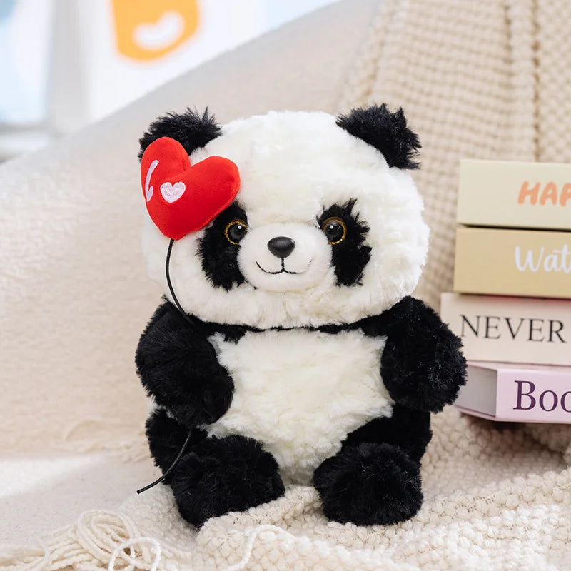 Bamboo the Kawaii Panda with Rose Heart Plush Pillow