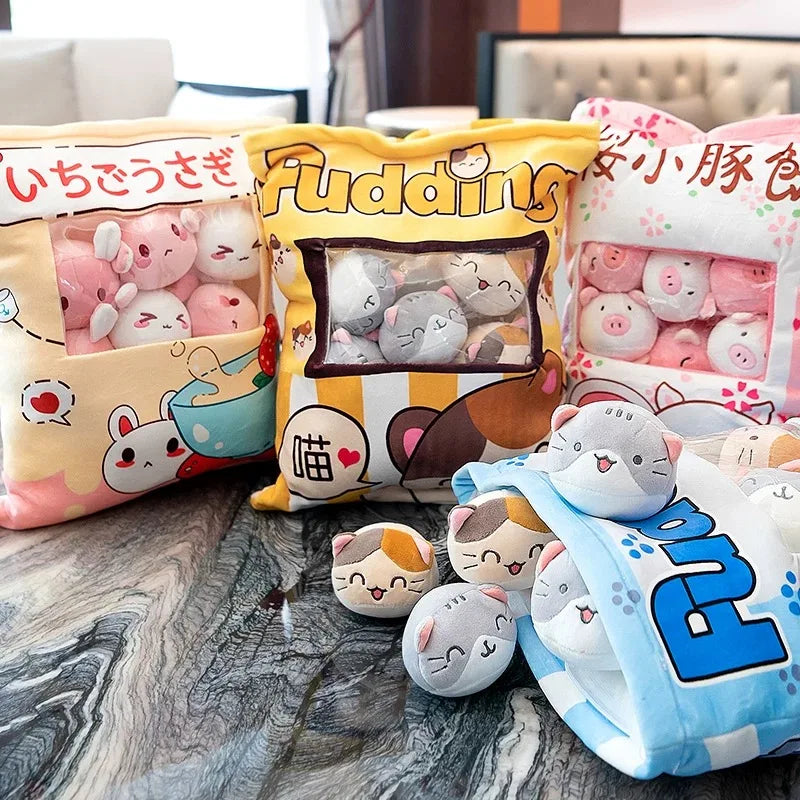 Pudding the Cat Paw Rabbit Bubble Tea Candy Bag Plushie