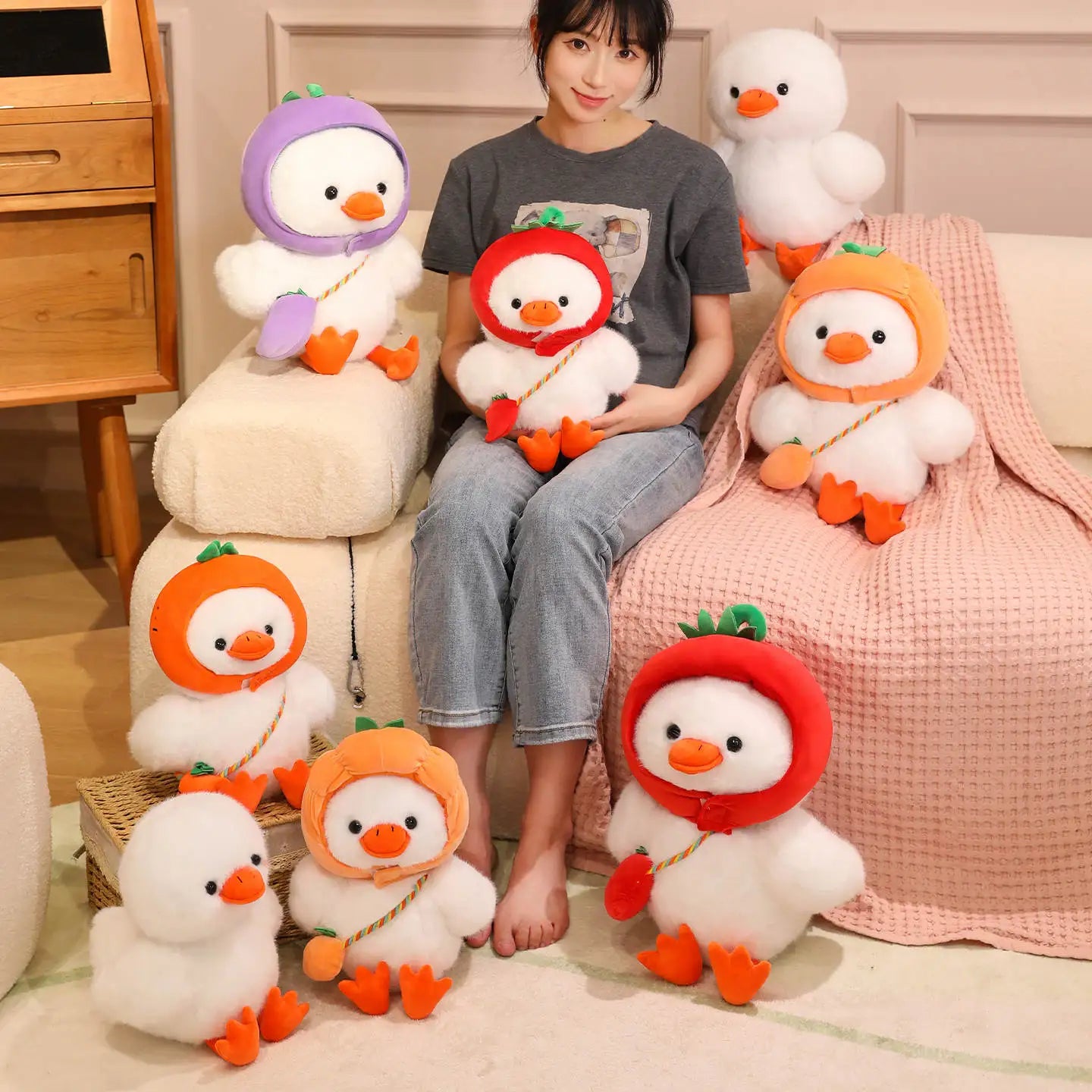 Ducky the Veggie Hat Carrot Pepper Duck Funny Plushie