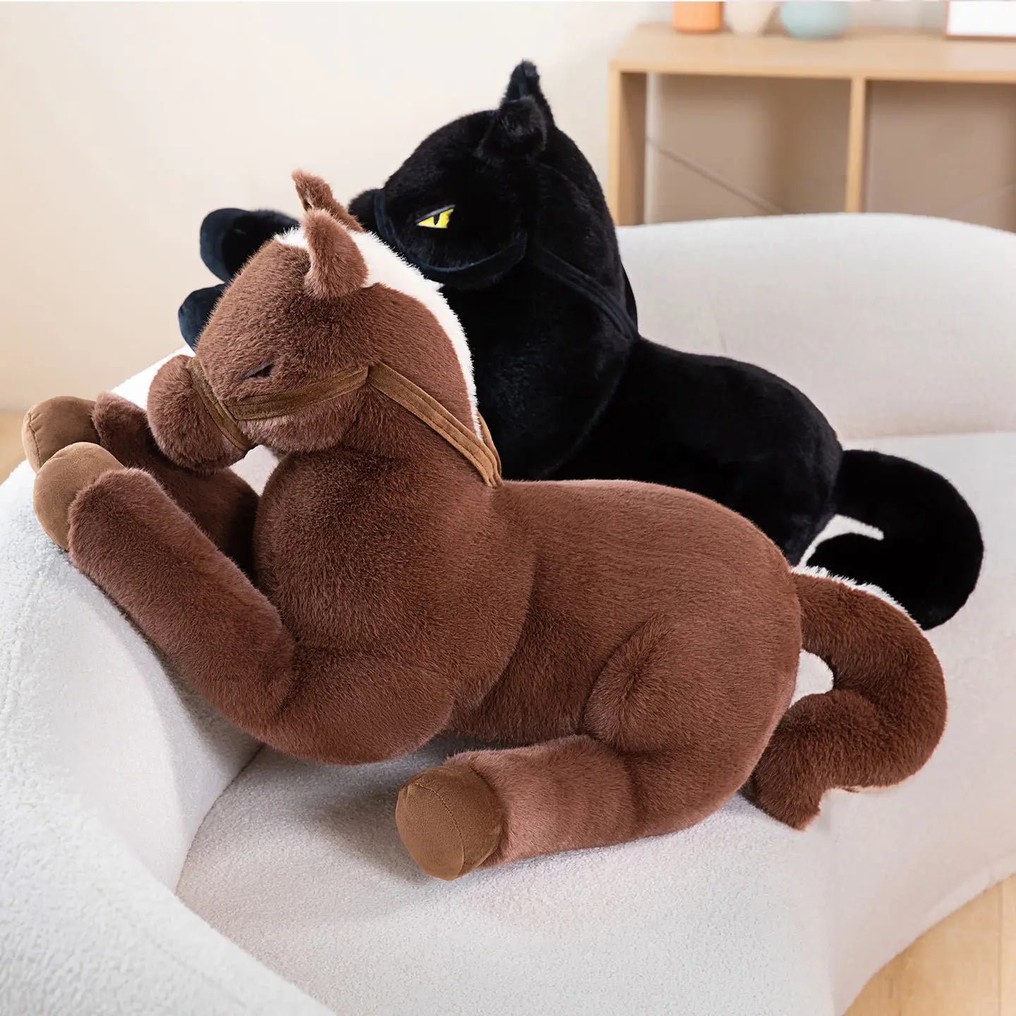 Midnight the Sleek Black Horse Kawaii Plush Pillow
