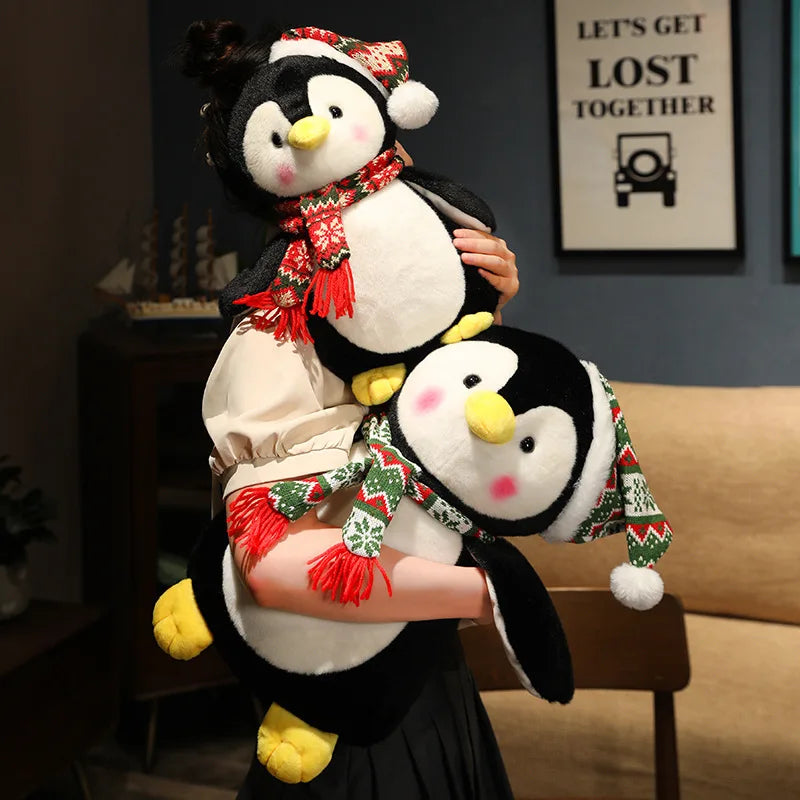Hatty the Christmas Penguin Soft Plush Pillow