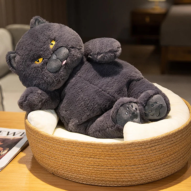 Pudgy Lifelike Black Cat Plush