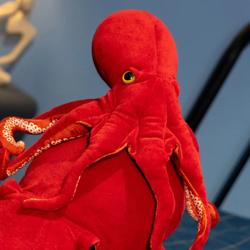 Lifelike Crimson Kawaii Octopus Snuggle Plushie