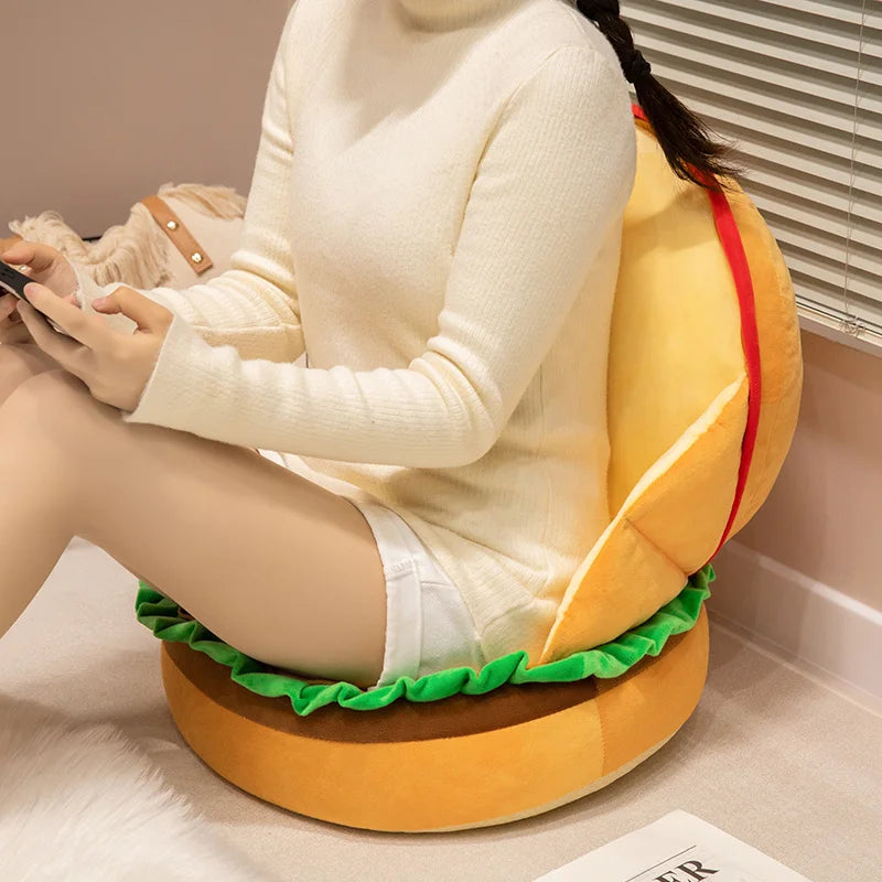 Stacked Kawaii Burger Snuggle Plushie Pillow
