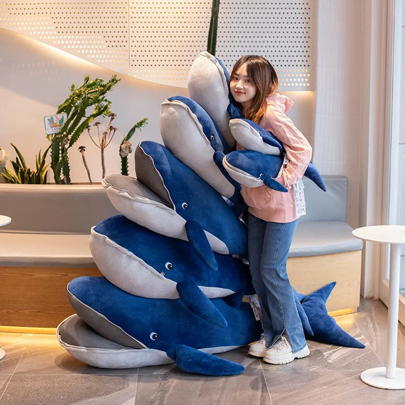 Moby the Kawaii Blue Whale Zipper Mouth Snuggle Plushie