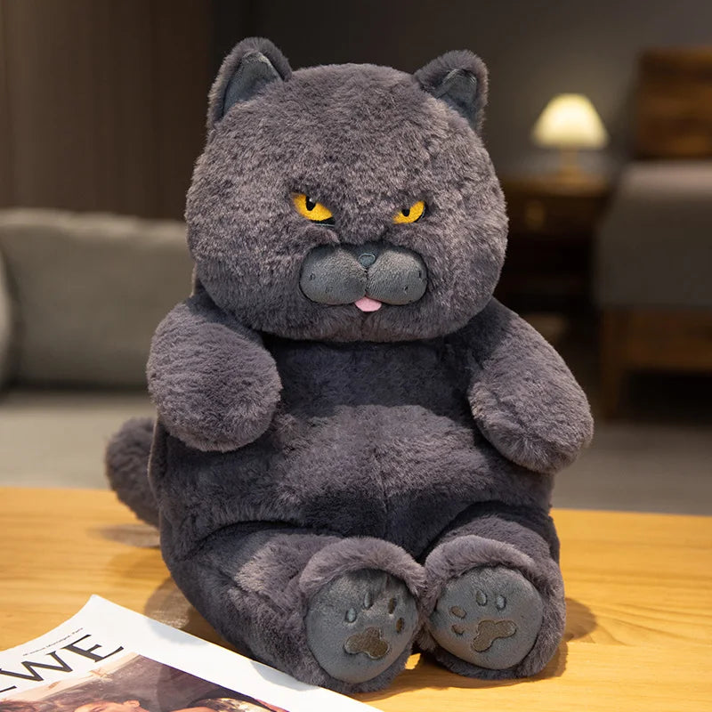 Pudgy Lifelike Black Cat Plush