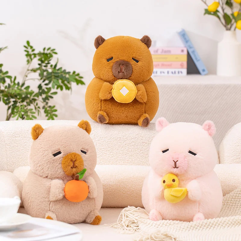 Capy the Chubby Capybara Hugging Duck Plushie