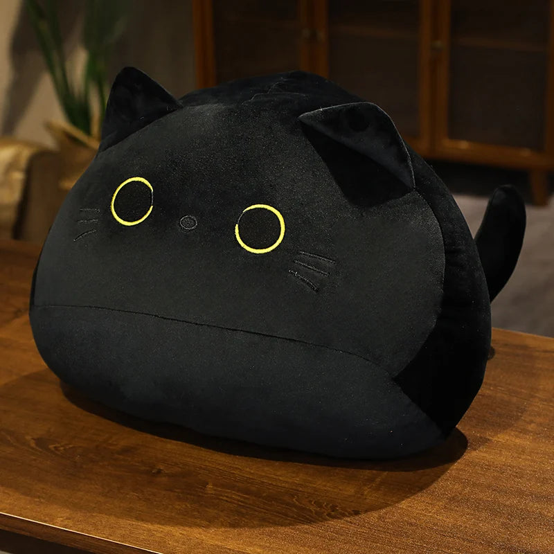Shadow the Chonky Black Cat Shaped Plush Pillow