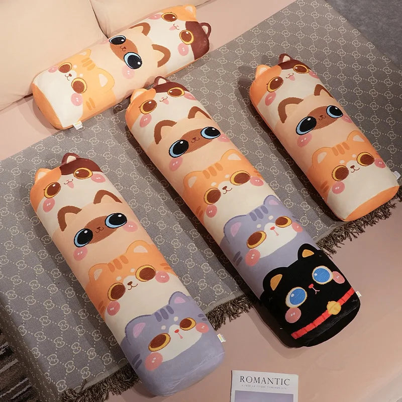 Napping Printed Kawaii Cat Plushie Pillow