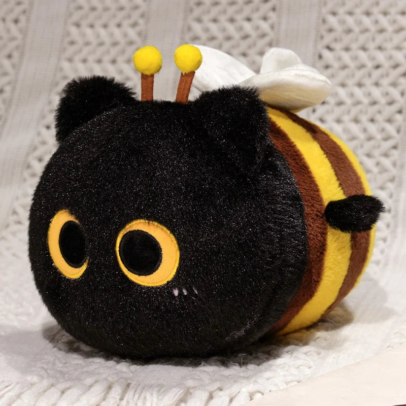 Fluffy Cat Bee Kawaii Kitten Snuggle Plush Pillow
