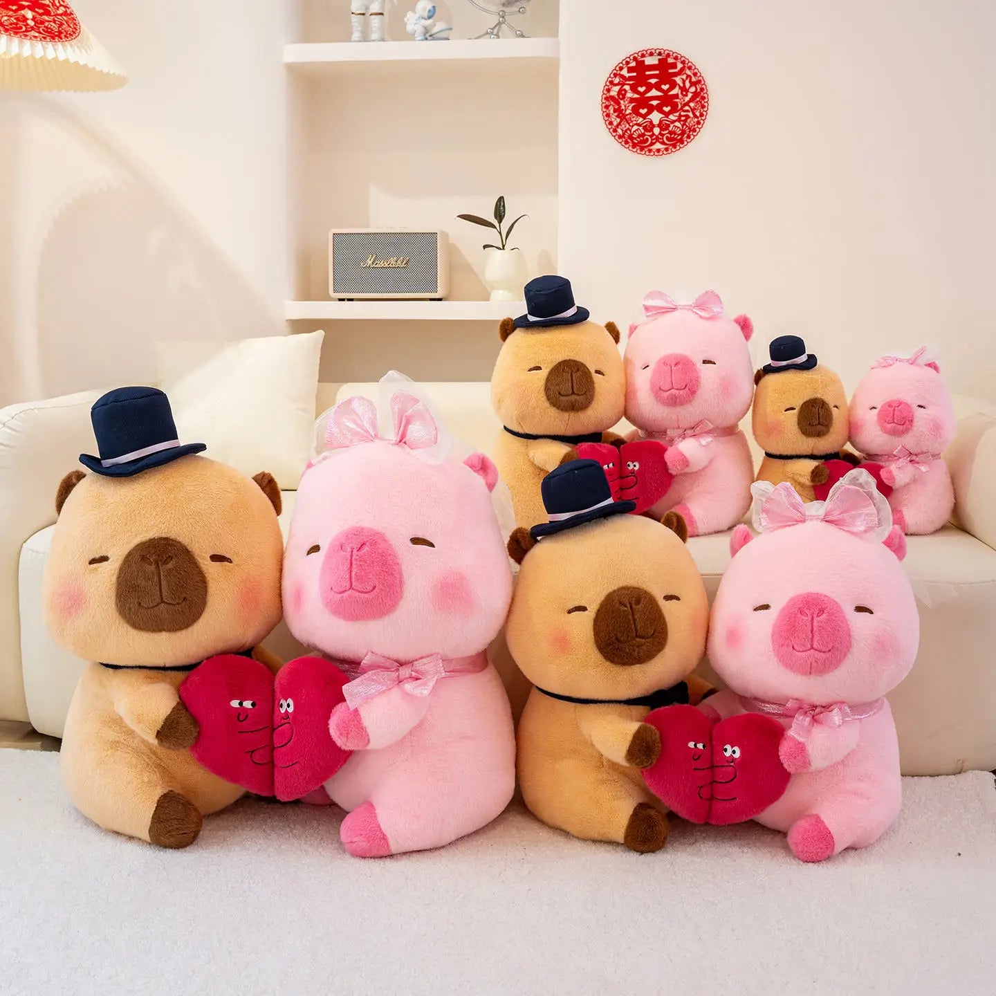 Capy the Snuggling Kawaii Capybara Heart Couple Plushie