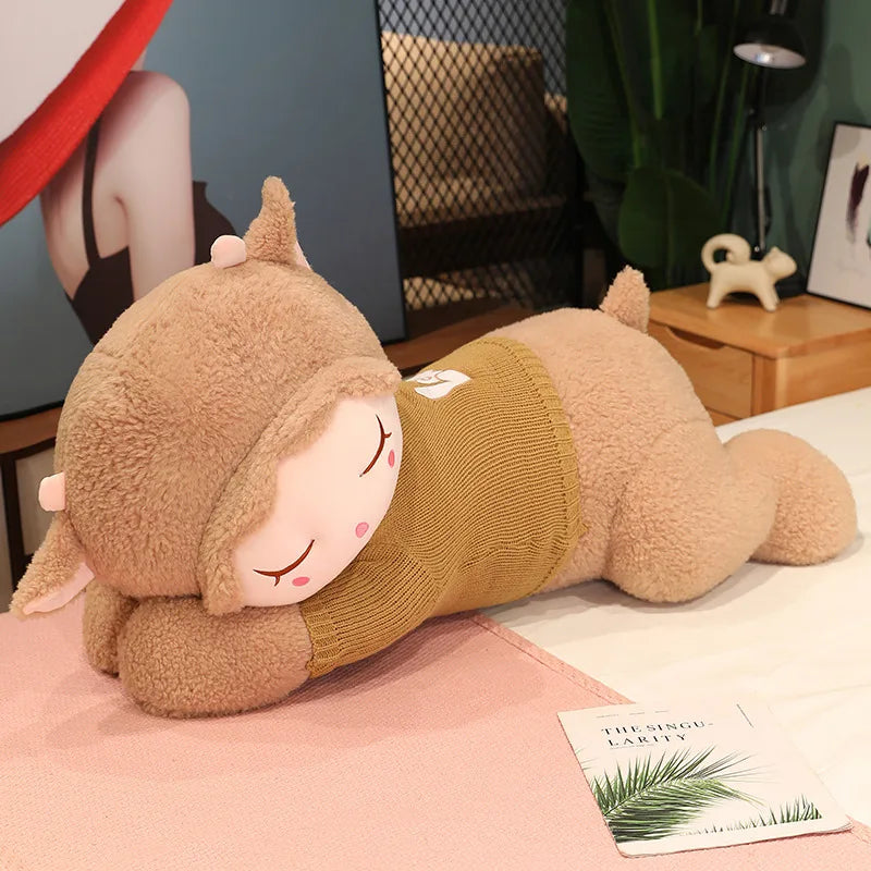 Fluffy Sleepy Kawaii Alpaca Sheep Snuggle Plush Pillow