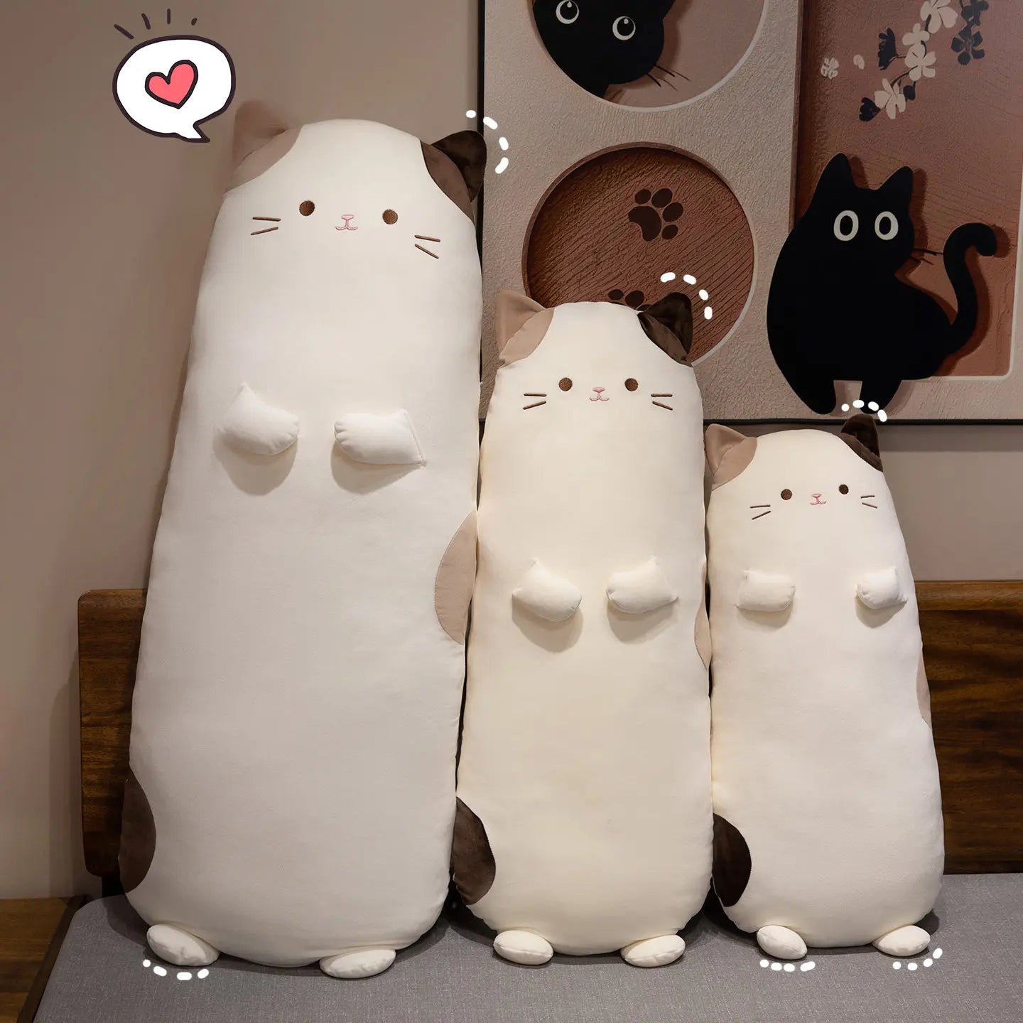 Cozy Long Calico Cat Leg Pillow Plush