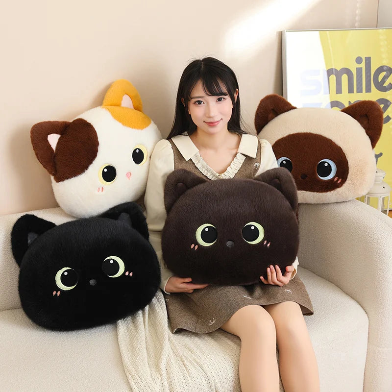 Callie the Soft Calico Black Cat Throw Plush Cushion