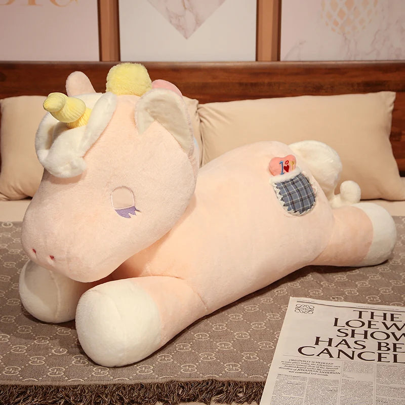 Dreamy Lying Unicorn Horse Soft Plush Pillow