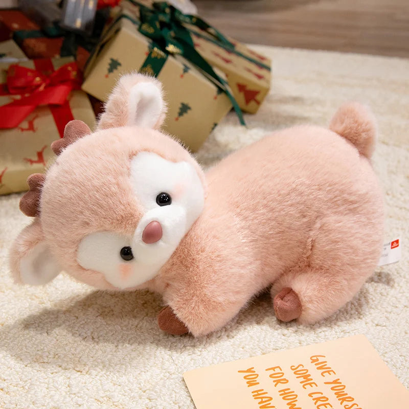 Dotty the Soft Pink Brown Moose Deer Plush Pillow