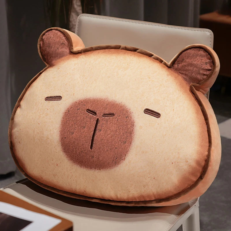 Lazy Kawaii Capybara Cat Toast Snuggle Plushie Pillow