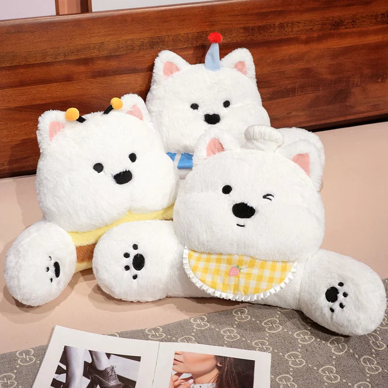 Fluffy Westie Dog Kawaii Backrest Snuggle Pillow
