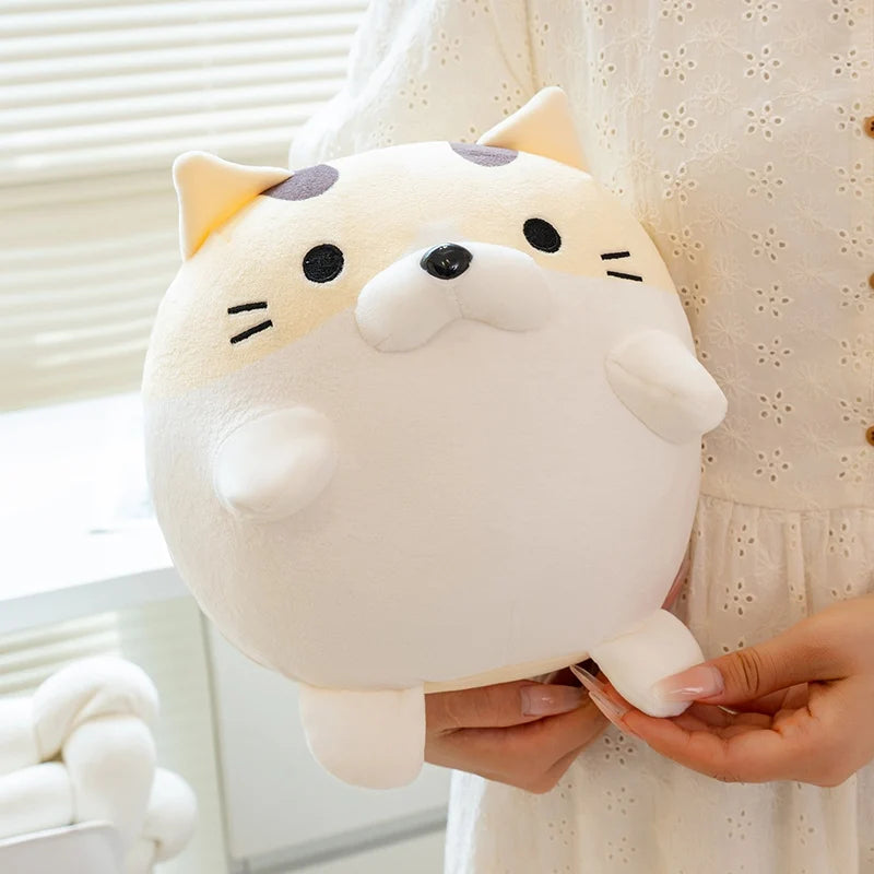 Chonky Round Calico Cat Kawaii Snuggle Plushie