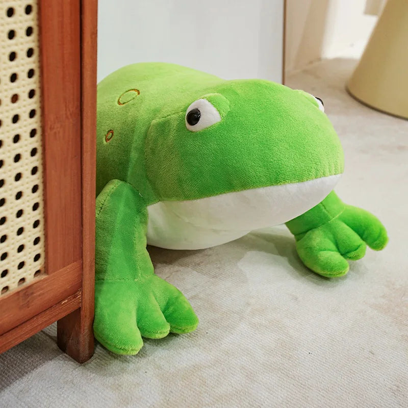 Chonky Big-Eyed Kawaii Frog Snuggle Throw Pillow