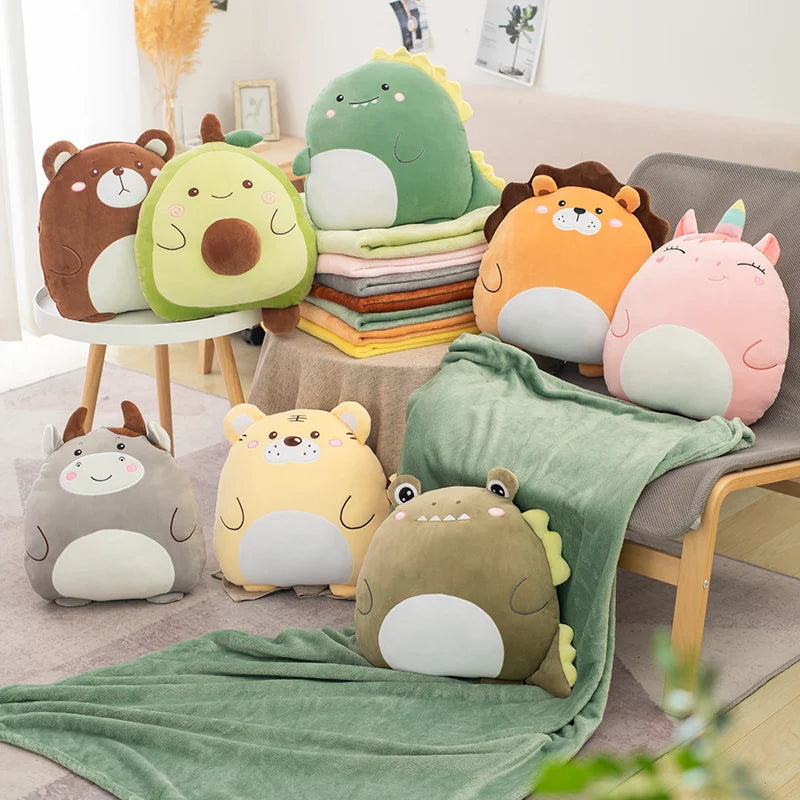 Squishy Forest Animal 2-in-1 Flannel Blanket Plush