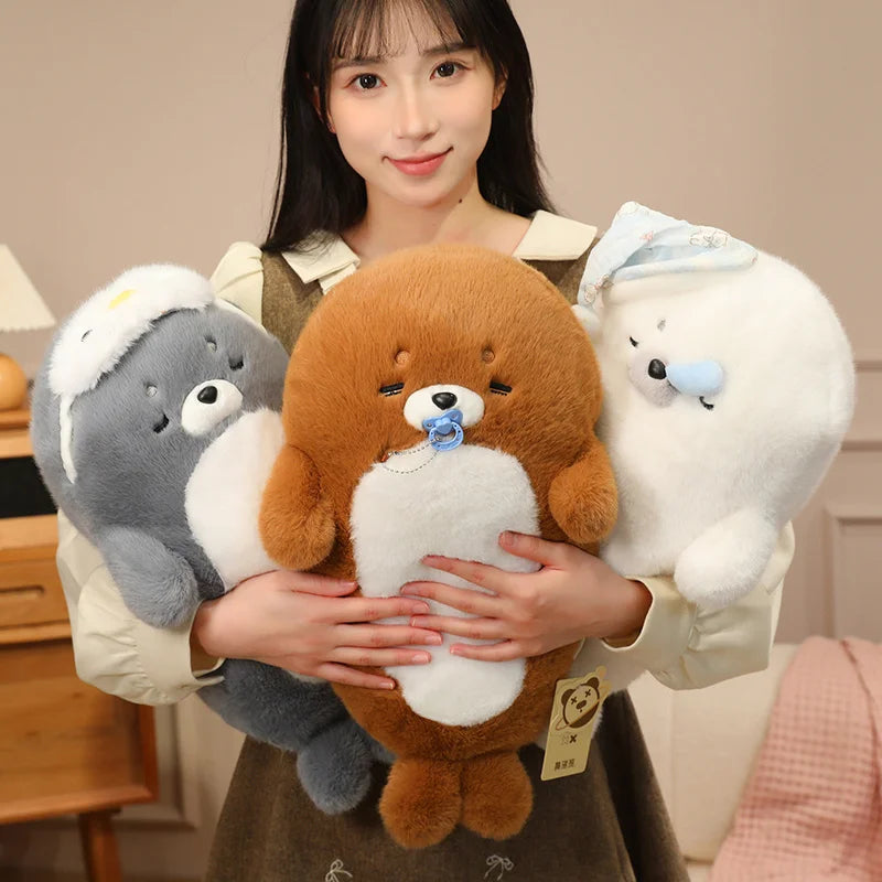Snowy the Lifelike Cuddly Seal Sea Otter Plush Pillow