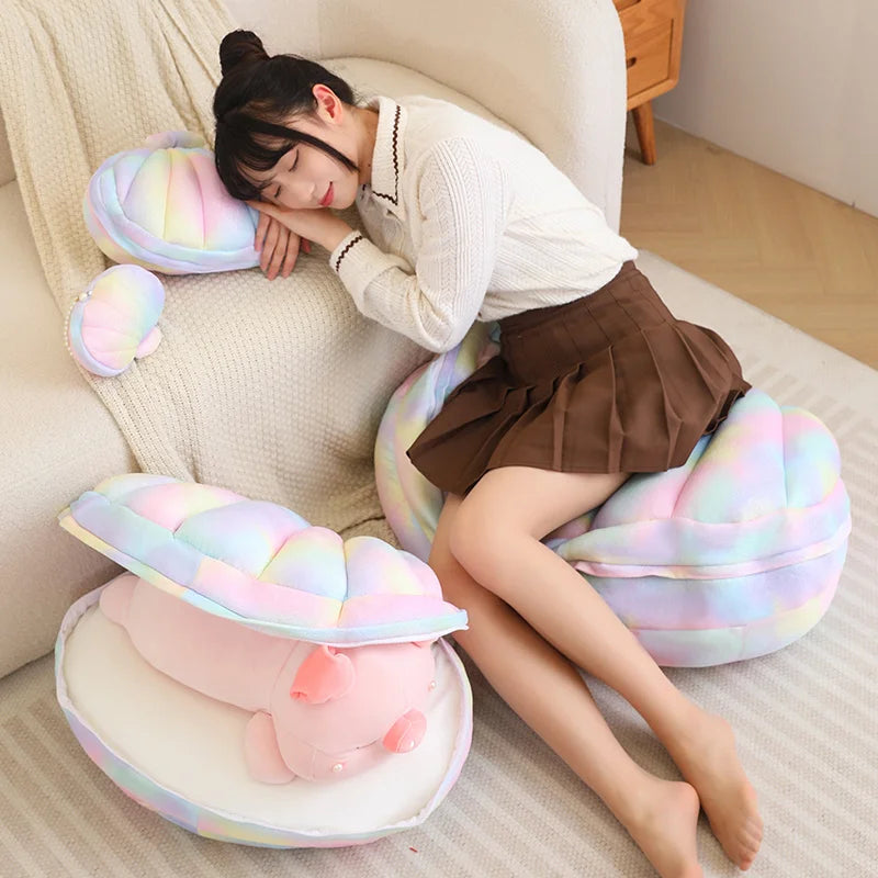 Peekaboo Conch Shell Kawaii Piggy Plushie