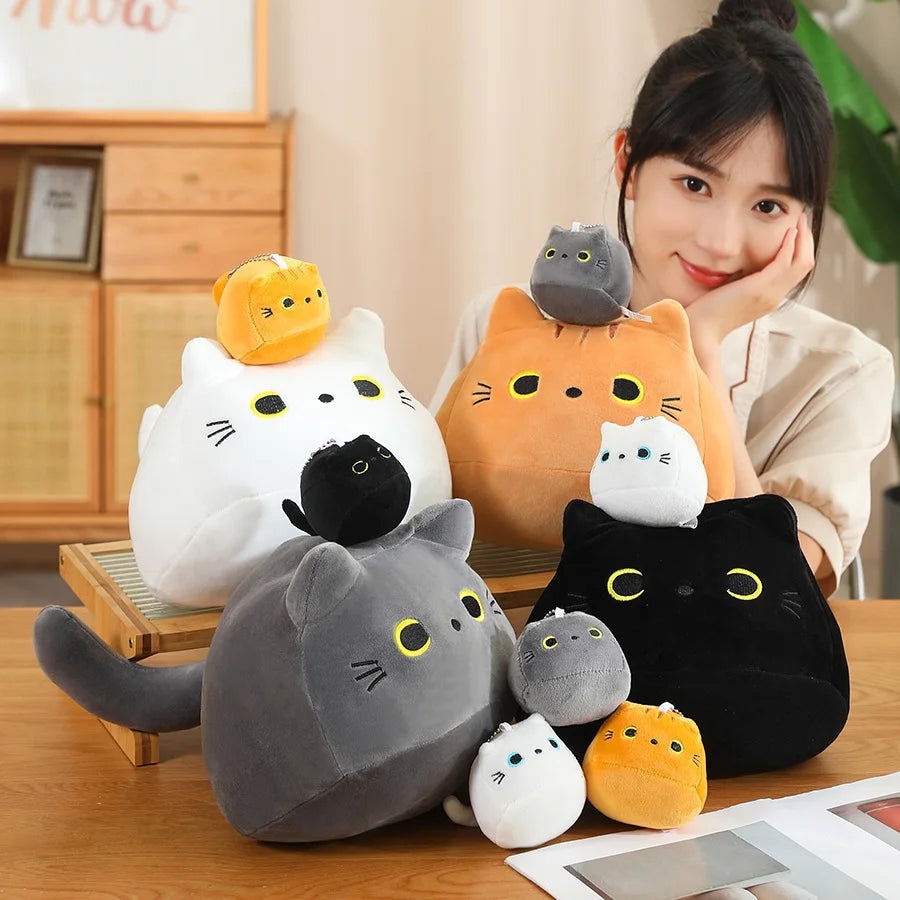 Shadow the Kawaii Black Cat Mom Baby Round Nap Plush Pillow