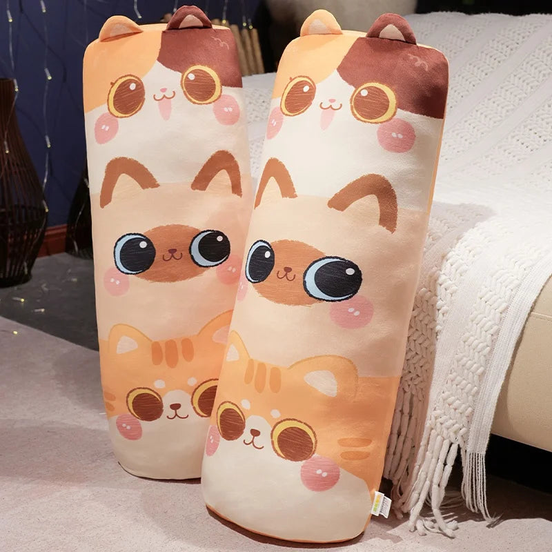 Napping Printed Kawaii Cat Plushie Pillow